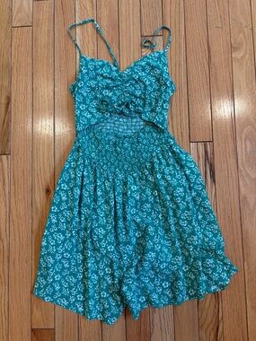 hollister green floral romper